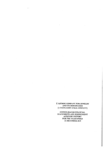 Thumbnail L'azurde Company for Jewelry Financial Statement 2019