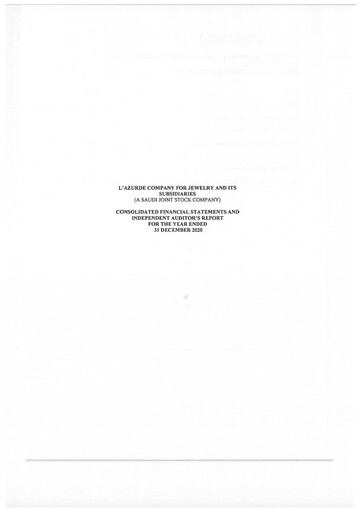 Thumbnail L'azurde Company for Jewelry Financial Statement 2020