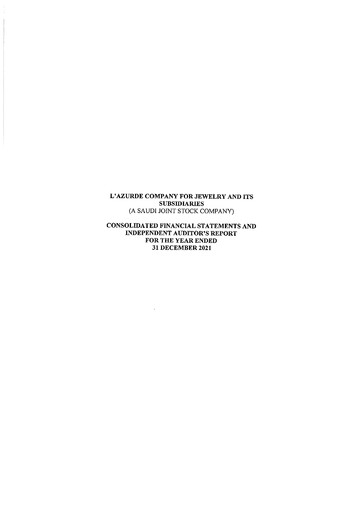 Thumbnail L'azurde Company for Jewelry Financial Statement 2021