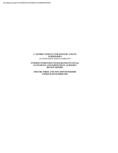 Thumbnail L'azurde Company for Jewelry Quarterly Report 2023-q3