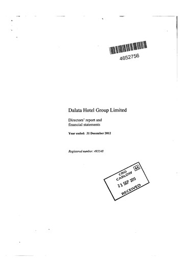 Thumbnail Dalata Hotel Group Financial Statement 2012