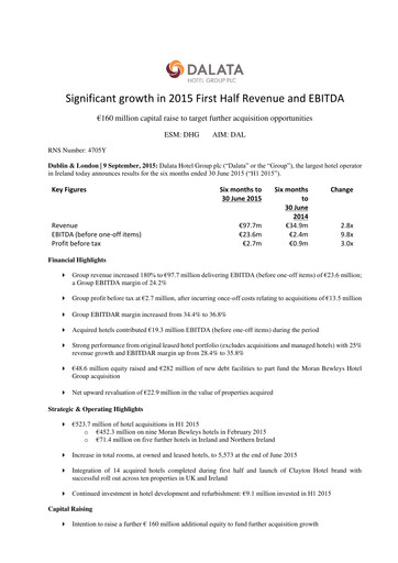 Miniature Dalata Hotel Group Rapport semestriel 2015-h1