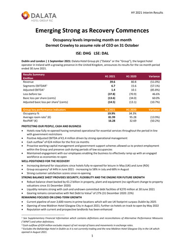 Miniature Dalata Hotel Group Rapport semestriel 2021-h1