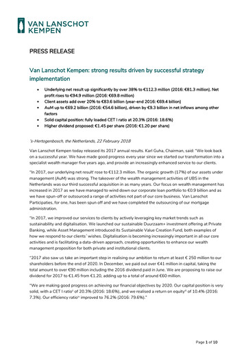 Miniature Van Lanschot Kempen Bilan financier 2017