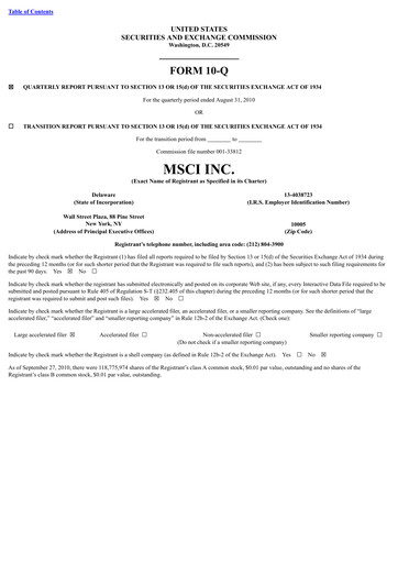 Thumbnail MSCI Quarterly Report 2010-q3