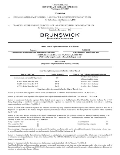 Thumbnail Brunswick Corporation Annual Report 2022