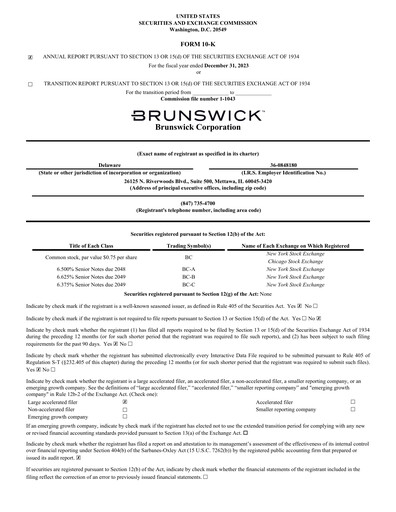 Thumbnail Brunswick Corporation Annual Report 2023