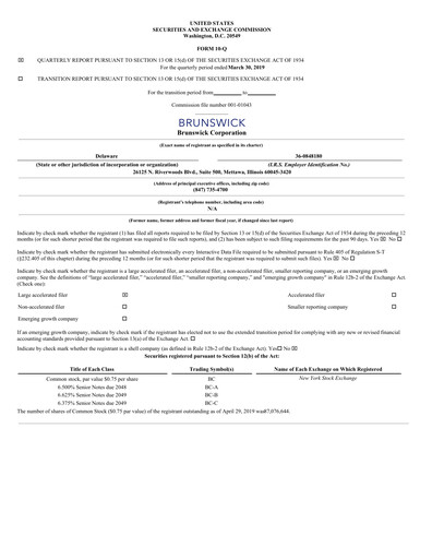 Thumbnail Brunswick Corporation Quarterly Report 2019-q1