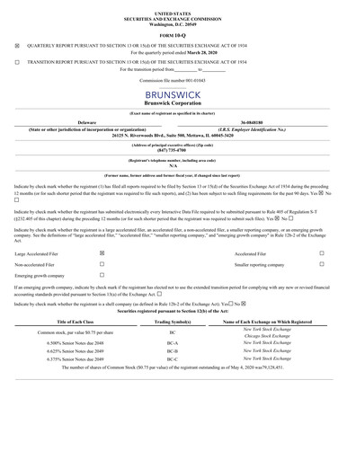 Thumbnail Brunswick Corporation Quarterly Report 2020-q1