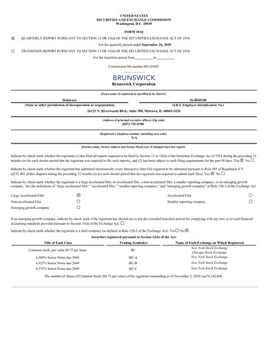 Thumbnail Brunswick Corporation Quarterly Report 2020-q3