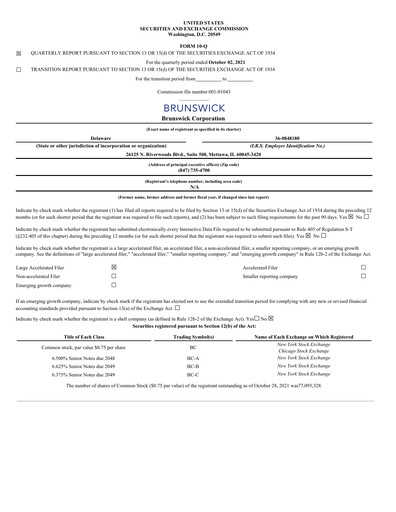 Thumbnail Brunswick Corporation Quarterly Report 2021-q3