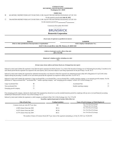 Thumbnail Brunswick Corporation Quarterly Report 2022-q2
