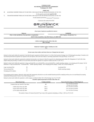 Thumbnail Brunswick Corporation Quarterly Report 2023-q1