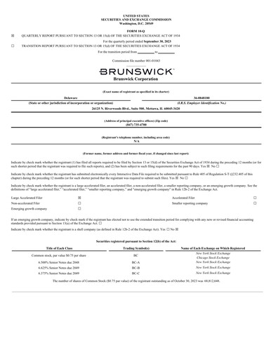 Thumbnail Brunswick Corporation Quarterly Report 2023-q3