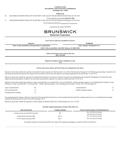 Thumbnail Brunswick Corporation Quarterly Report 2025-q1