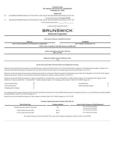 Thumbnail Brunswick Corporation Quarterly Report 2025-q2
