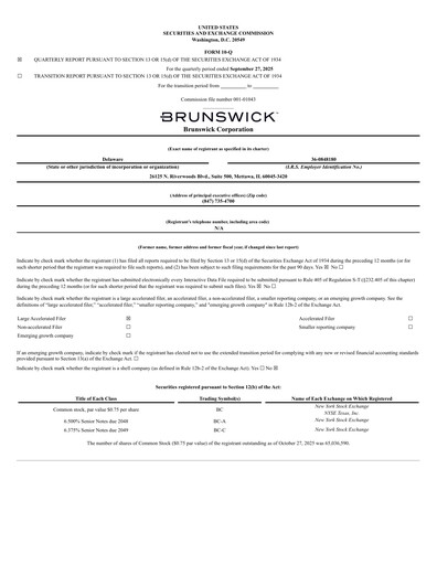 Thumbnail Brunswick Corporation Quarterly Report 2025-q3