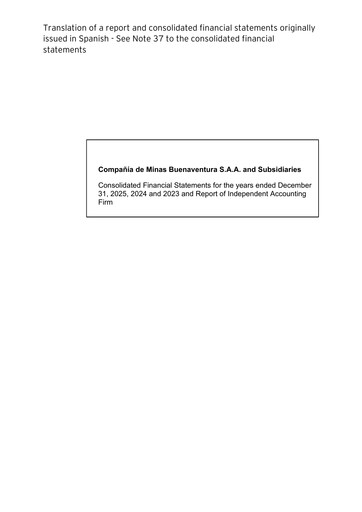 Thumbnail Buenaventura Mining Company  Annual Report 2025