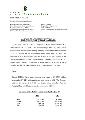 Miniature Buenaventura Mining Company  Bilan financier 2002-h1