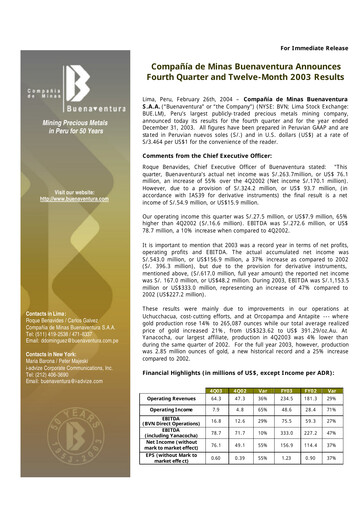Miniature Buenaventura Mining Company  Bilan financier 2003