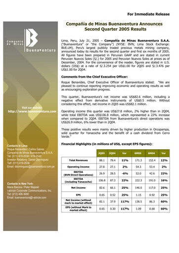 Miniature Buenaventura Mining Company  Bilan financier 2005-h1