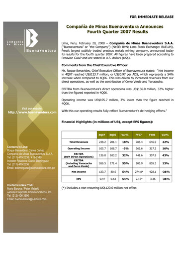 Miniature Buenaventura Mining Company  Bilan financier 2007