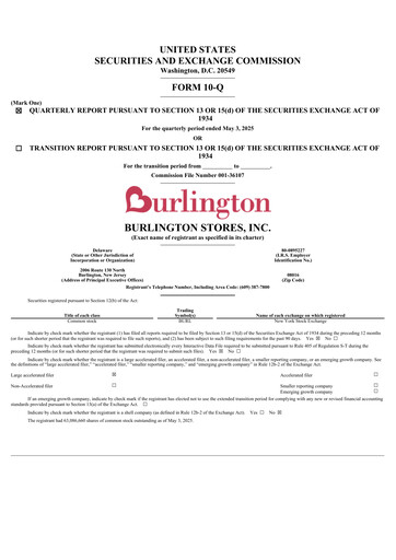 Vorschaubild Burlington Stores Quartalsbericht 2025-q1
