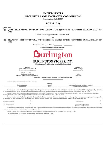 Thumbnail Burlington Stores Quarterly Report 2026-q2