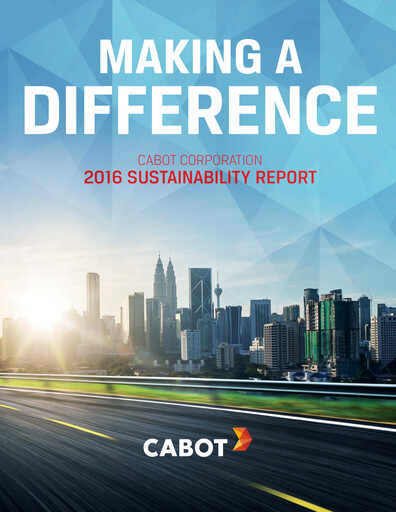 Miniature Cabot Corporation
 Rapport de durabilité 2016