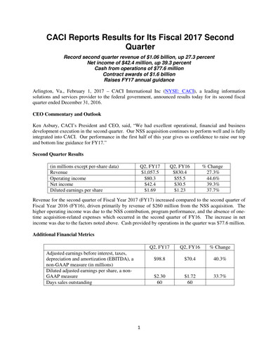 Thumbnail CACI International Inc Quarterly Report 2017-q2