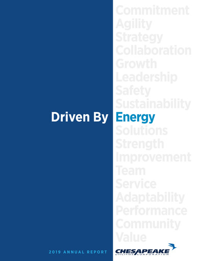 Thumbnail Chesapeake Utilities
 Annual Report 2019