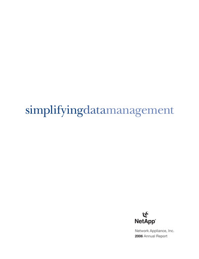 Thumbnail NetApp
 Annual Report 2006