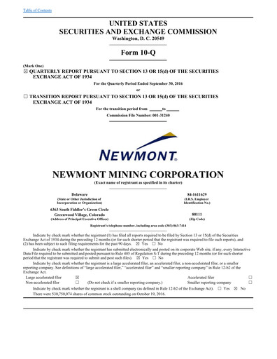Thumbnail Newmont Quarterly Report 2016-q3