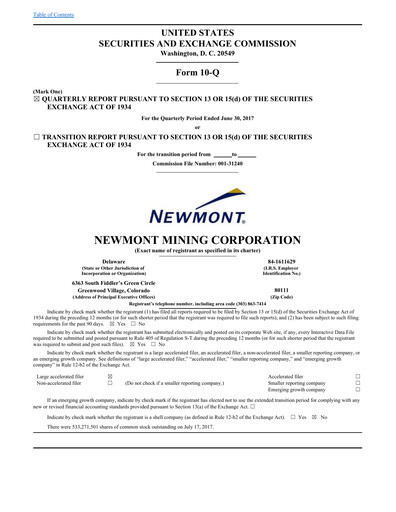 Thumbnail Newmont Quarterly Report 2017-q2