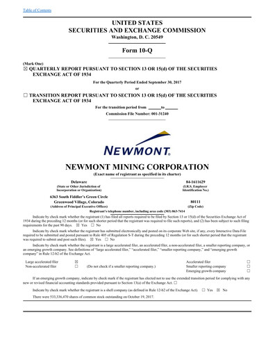 Thumbnail Newmont Quarterly Report 2017-q3