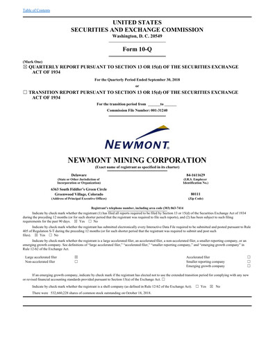 Thumbnail Newmont Quarterly Report 2018-q3