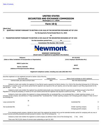 Thumbnail Newmont Quarterly Report 2023-q1
