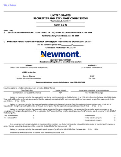 Thumbnail Newmont Quarterly Report 2024-q2