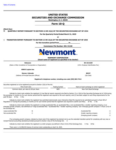 Thumbnail Newmont Quarterly Report 2025-q1