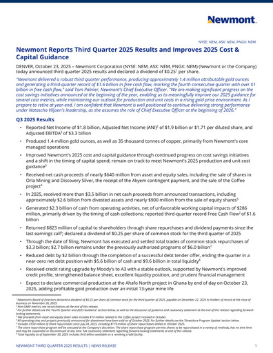 Miniature Newmont Rapport trimestriel 2025-q3