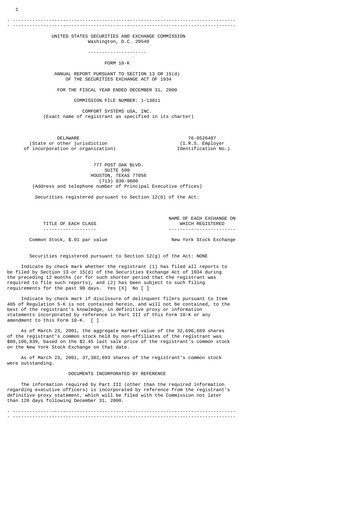 Thumbnail Comfort Systems USA Annual Report 2000