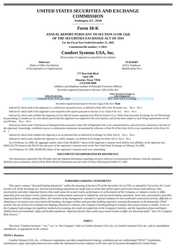 Thumbnail Comfort Systems USA Annual Report 2005