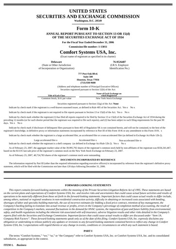 Thumbnail Comfort Systems USA Annual Report 2006