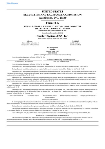 Thumbnail Comfort Systems USA Annual Report 2017