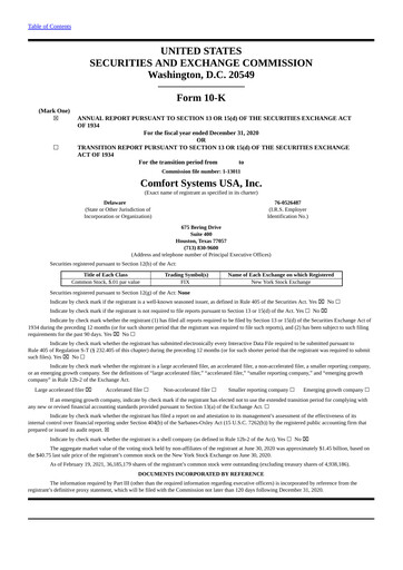 Thumbnail Comfort Systems USA Annual Report 2020