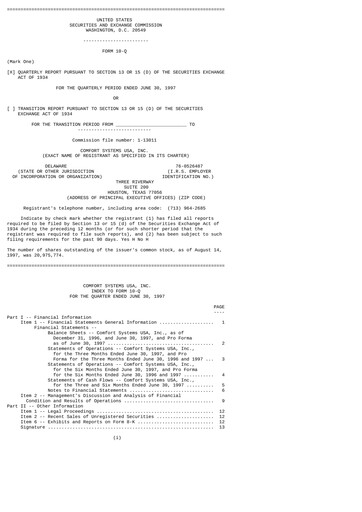 Thumbnail Comfort Systems USA Quarterly Report 1997-q2