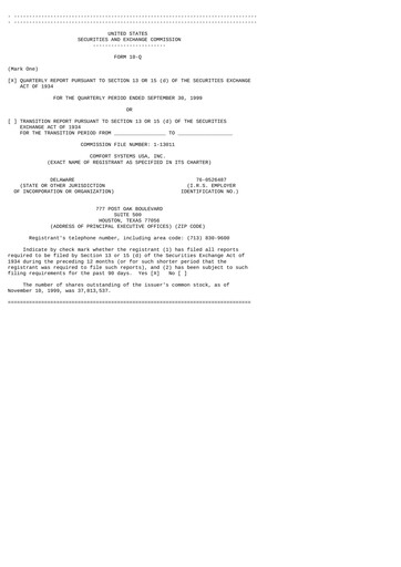 Thumbnail Comfort Systems USA Quarterly Report 1999-q3