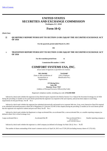 Thumbnail Comfort Systems USA Quarterly Report 2015-q1