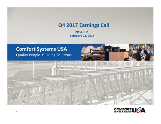 Thumbnail Comfort Systems USA Quarterly Report 2017-q4