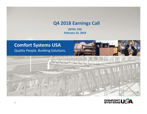 Thumbnail Comfort Systems USA Quarterly Report 2018-q4